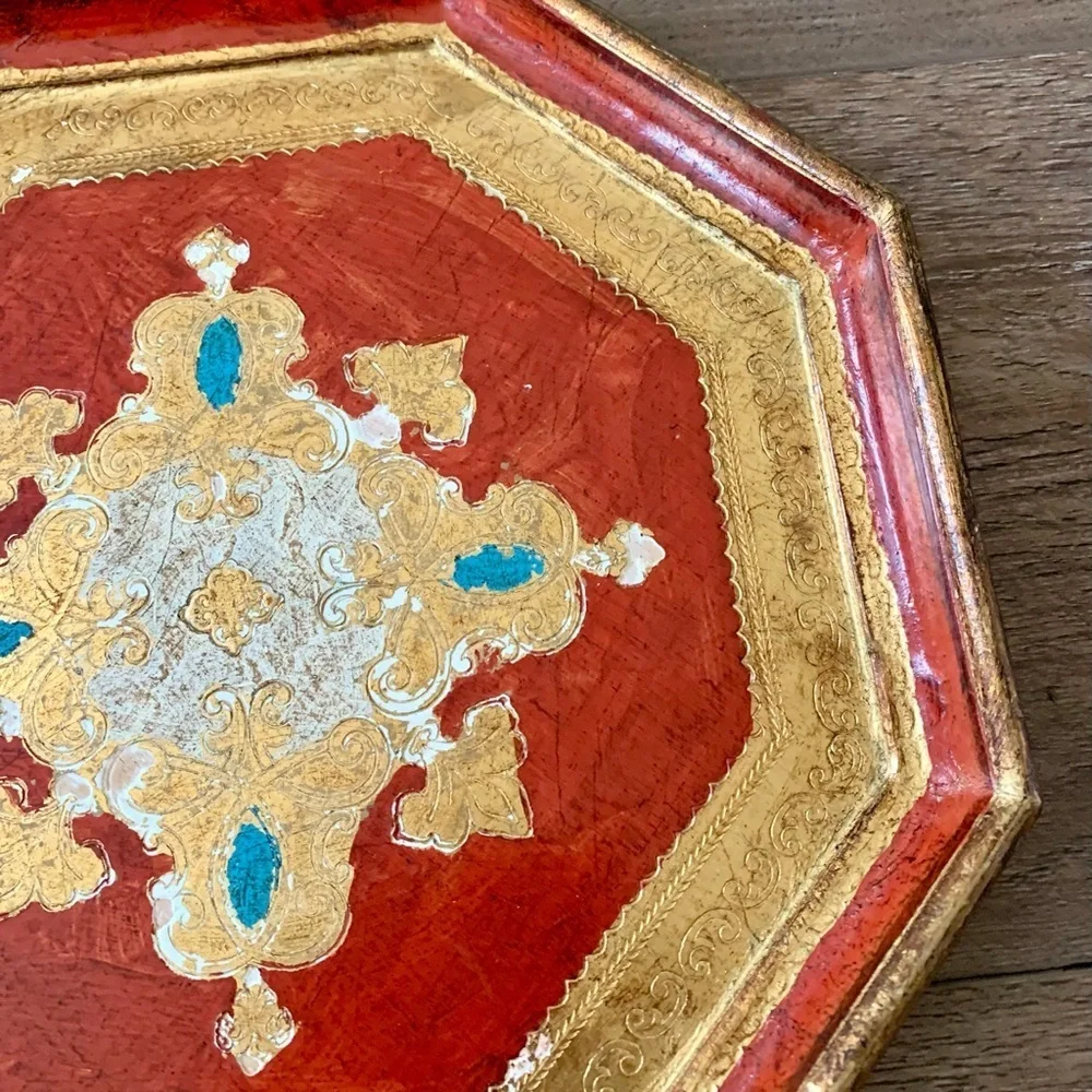 Vintage Ferenze Wooden Hand Painted Tray Italy 13”
